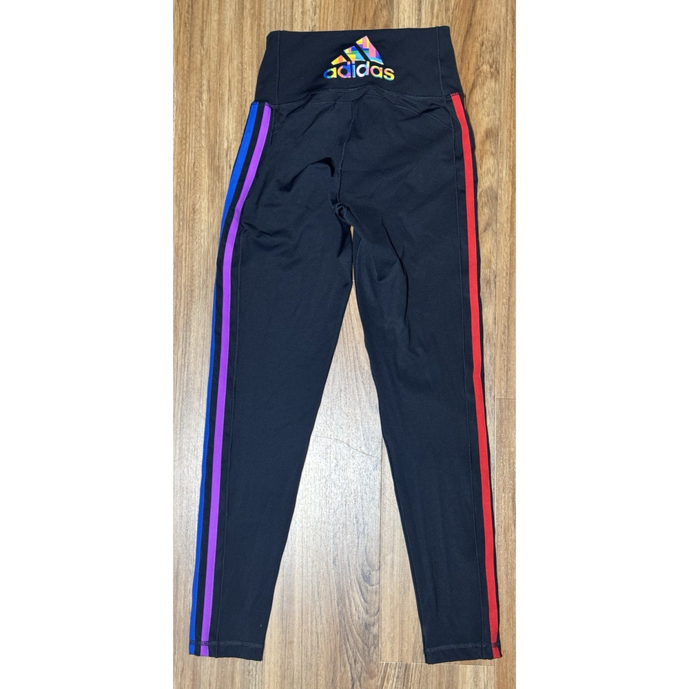 Adidas Pride Believe This 2.0 3-Stripes Rainbow Stripe Tights - Size S